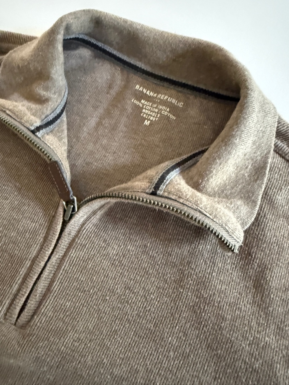 Banana Republic 100% Cotton Quarter-Zip Sweater | Men’s Medium | Elbow Patches - Picture 3 of 9